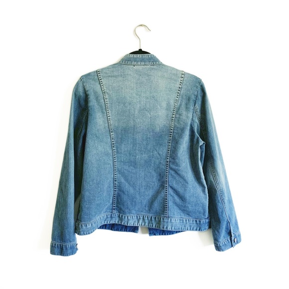 Chico’s Golden Paisley Studded Denim Jacket Ombre Medium - Picture 9 of 10